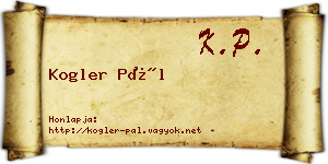 Kogler Pál névjegykártya